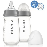 MiaMia PP-Flasche 2er Pack 260 ml + Silikon-Trinksauger Gr.S