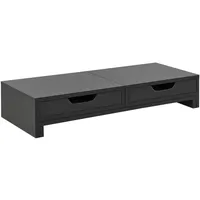 [en.casa] Monitorständer Marttila mit 2 Schubladen 60x22x11cm Dunkelgrau