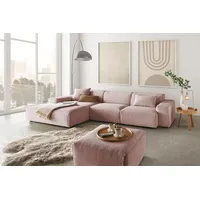 KAWOLA Sofa RANI Ecksofa Cord rosa Recamiere links -