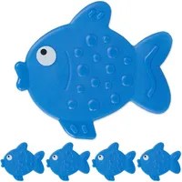 Relaxdays Antirutsch Sticker Badewanne, 5er Set, Fisch-Design, Badewannenaufkleber mit