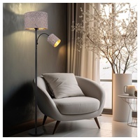 GLOBO Stehlampe modern Wohnzimmerlampe 2-flammig Stehleuchte schwarz, grau, H