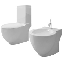 VidaXL Toiletten & Bidet Set Weiß Keramik