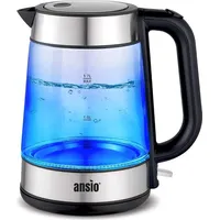 ANSIO Wasserkocher Liter mit LED-Beleuchtung Sockel, Abschaltautomatik, Schnellkochfunktion Wasserstandsanzeige
