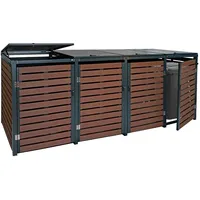 MCW Mülltonnenverkleidung K14 4er Walnuss-Holzoptik 119x264x84cm