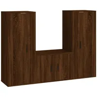 VidaXL 3-tlg. TV-Schrank-Set Braun Eichen-Optik Holzwerkstoff