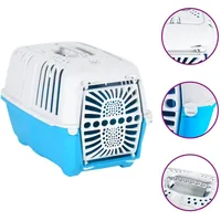 VidaXL Transportbox für Haustiere Weiß Blau 48x31,5x33 cm Polypropylen