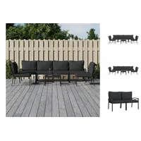 VidaXL Garten-Lounge-Set 7-tlg. grau schwarz