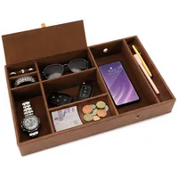 Belle Vous Brauner Kunstleder Nachttish & Desk Organizer -