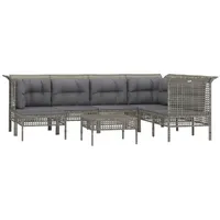 VidaXL 8-tlg. Garten-Lounge-Set mit Kissen Grau Poly Rattan -