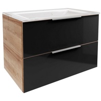 Fackelmann Waschplatz-Set B.Brillant 80 cm Asteiche/Glas Anthrazit