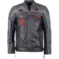 Top Gun Racing, Lederjacke - Schwarz/Dunkelgrau - S