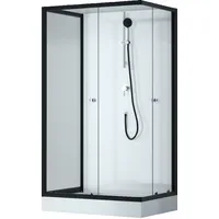 Aurlane Komplettdusche mit Schiebetür 80 x 200 cm schwarz/silber/weiß