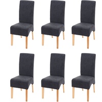 Mendler 6er-Set Esszimmerstuhl Latina, Küchenstuhl Stuhl, Stoff/Textil ~ hellgrau,