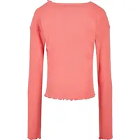 URBAN CLASSICS Girl's UCK3996-Girls Short Rib Longsleeve T-Shirt, palepink,