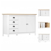 VidaXL Sideboard Hill Weiß 130x40x80 cm Massivholz Kiefer