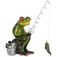 Formano lustige Frösche Figur Frosch Angler sitzend Fisch Poly