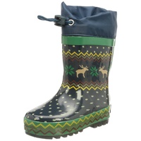Playshoes Unisex Kinder Gummistiefel Gefüttert Regenstiefel, Marine Norweger, 24