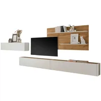 Furn.design Wohnwand weiß Eiche Wotan Holz, Nachbildung,Eiche, Uni, Holz