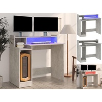 VidaXL Schreibtisch mit LEDs Betongrau 97x45x90 cm Holzwerkstoff