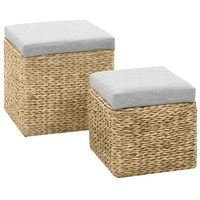 VidaXL Ottoman-Set 2 Stk. Seegras Grau