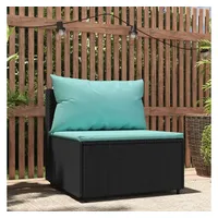 VidaXL Garten-Mittelsofa mit Kissen Schwarz Poly Rattan