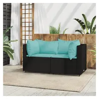 VidaXL Garten-Ecksofa 2-tlg. schwarz