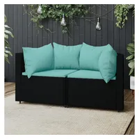 VidaXL Garten-Ecksofa 2-tlg. schwarz