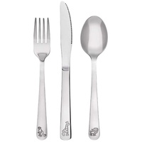 Gräwe Kinderbesteck Set mit Tiermotiven, 3-teilig, Edelstahl poliert, spülmaschinengeeignet