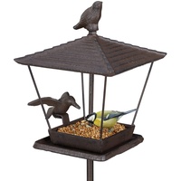 Relaxdays Vogelfutterhaus mit Erdspieß, Gusseisen, Futterstelle für Wildvögel, HBT: