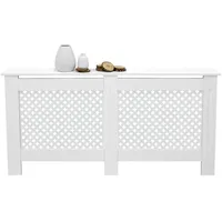 ECD Germany Heizkörperverkleidung mit Wabenmuster 152x19x82 cm Weiß MDF