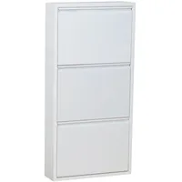 VCM Pisa Schuhschrank mit 3 Klappen/Türen in Metall Weiẞ