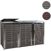 Mendler 3er Mülltonnenverkleidung HWC-K14, Mülltonnenbox, 120x200x85cm WPC Edelstahl 104kg