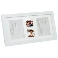 Relaxdays Bilderrahmen Baby Gipsabdruck Set Weiß 18x35 cm 2er