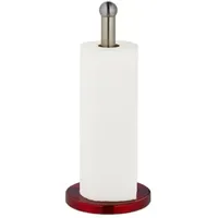 Relaxdays Stehender Küchenrollenhalter Rot,Silber
