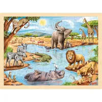 GoKi 57347 - Einlegepuzzle Afrikanische Savanne, 96-teilig, Holz
