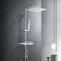 Görbach Regendusche Duschsystem Duschstange mit Ablage Duschset ohne Duscharmatur