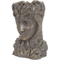 ML-Design Pflanztopf Frauenkopf Figur 21x16x32 cm Bronze Kunstharz, Innen/Außen,
