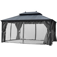 Jet-Line Pavillon Gartenpavillon 3x3,65 anthrazit DAMASKUS aus Aluminium mit