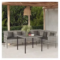 VidaXL Sofa Gartensofa in L-Form mit Kissen Grau Poly