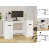 VidaXL Schreibtisch mit Beistellschrank Weiß Holzwerkstoff