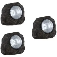 ETC Shop 3er Set Stein Design LED Solar Lampe