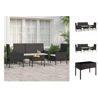 VidaXL 4-tlg. Garten-Lounge-Set mit Kissen Schwarz Poly Rattan