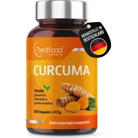 Redfood Curcuma 500 Kapseln mit Piperin sehr gute Bioverfügbarkeit