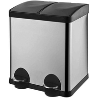 Home4You Treteimer, Edelstahl - 30 Liter - mit Kunststoffeinsätzen