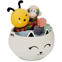 Relaxdays Aufbewahrungskorb für Kinder, Baumwollkorb Katze, H x D:
