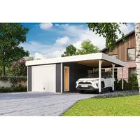 Lasita Maja Holzgarage Bahamas mit Schwingtor Carbongrau 660 cm