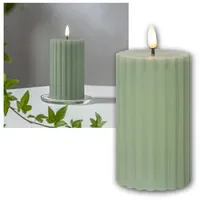 Star Trading Flamme Stripe LED Stumpenkerze 15 cm grün