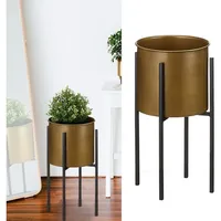 Cepewa Pflanztopf Gestell Topf zweiteilig | H50cm schwarz Gold