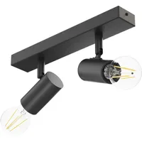 Ledscom.de E27 Vintage Decken-Leuchte FARE, Retro, schwarz, schwenkbar, 2-flammig