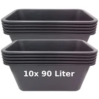 Buri 5/10er Set Pflanzwanne Mörtelkasten Pflanzkübel Zementkübel Maurerkasten, Größe:10x